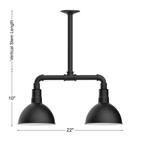 Montclair Light Works Deep Bowl 2-Light Stem Hung Pendant