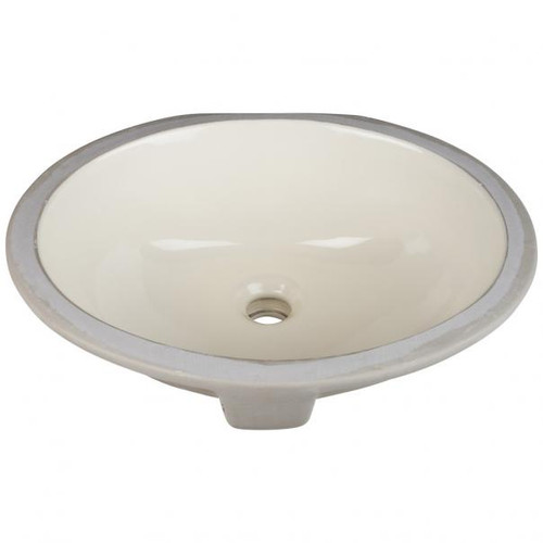 Hardware Resources H8809 15-9/16" L x 13" W Parchment Oval Undermount Porcelain Bathroom Sink With Overflow