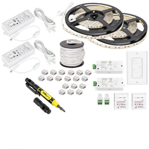 Hardware Resources L-VK2Z2A-32 32 Ft.. 225 Lumens/Ft. 12-volt Standard Output Duo Wireless Controller Tape Light Kit, 2 Zone 2 Area, Single-White