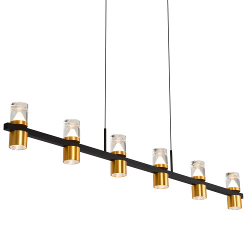 VONN Lighting VMC34247BL Ellegi VMC34247BL 47" 100-277V Up-Down 6-Light Pendant Lighting Height Adjustable Integrated LED Black Linear Chandelier