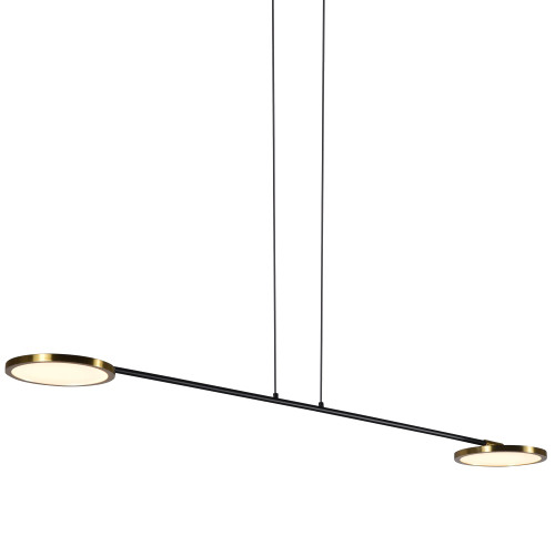 VONN Lighting VAP2192AB Torino VAP2192AB 39" Integrated LED Height Adjustable Linear Pendant Light with Rotating LED Disks in Antique Brass