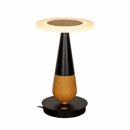 VONN Lighting VSRT6507BL Silva VSRT6507BL 12" Height Integrated LED Table Lamp in Plated Black Wood Finish and Touch Sensor Dimming in Black