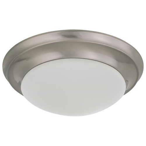 Satco 62-688 25W; Flush Mount Twist & Lock Fixture; LED; 14 in.; Brushed Nickel Finish; Frosted Glass