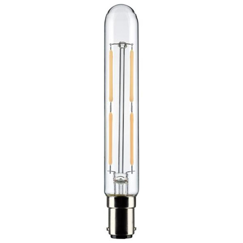 Satco S21861 4 Watt T6.5 LED; Clear; Bayonet Double Contact Base; 3000K; 400 Lumens; 120 Volt