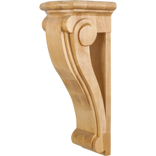 Hardware Resources COR30-3RW 6-1/2" W x 7-1/2" D x 18" H Rubberwood Scrolled Art Nouveau Corbel