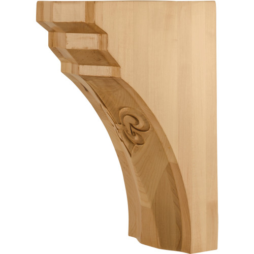 Hardware Resources COR43-3-CH 5" W x 8" D x 12" H Cherry Fleur-de-lis Beveled Corbel