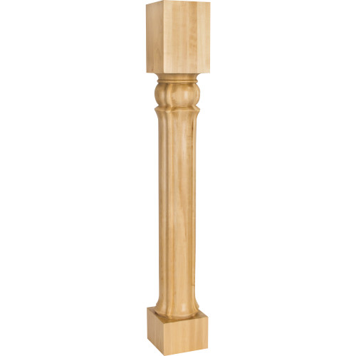 Hardware Resources P67-5-RW 5" W x 5" D x 35-1/2" H Rubberwood Columnar Art Nouveau Post