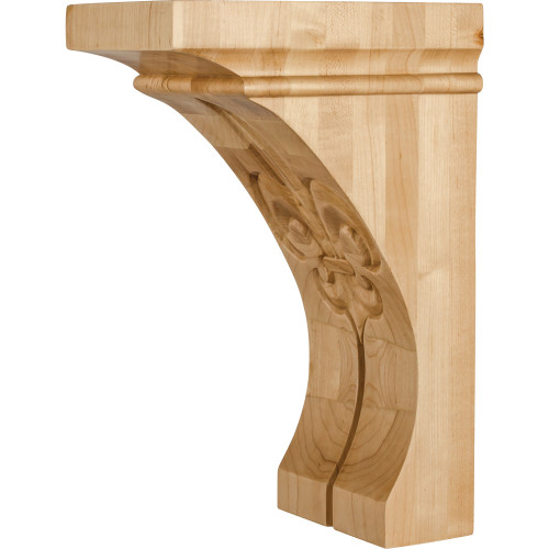 Hardware Resources COR42-3-ALD 5" W x 8" D x 12" H Alder Fleur-de-lis Coved Corbel
