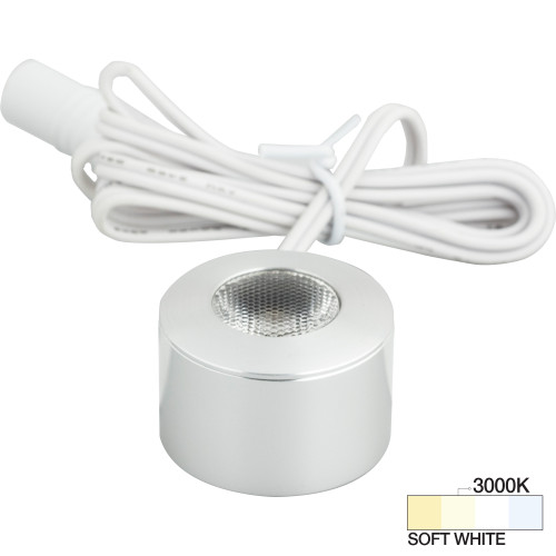 Task Lighting L-MR-CL-1BA-30 105 Lumens/Fixture 12-volt Accent Output Mini Round Series Puck Light, Single-White, Brushed Aluminum, Soft White 3000K