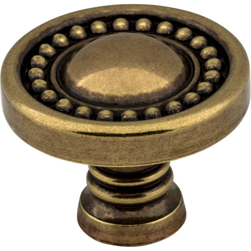 Jeffrey Alexander 918AEM 1-3/8" Diameter Lightly Distressed Antique Brass Beaded Prestige Cabinet Knob