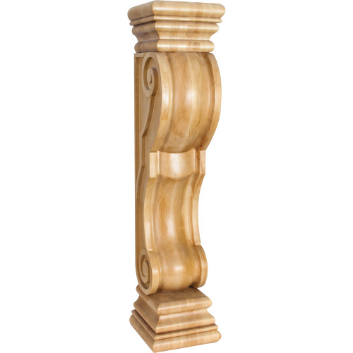 8" W x 8" D x 36" H Maple Rounded Scroll Fireplace Corbel | FCORQ-MP | Hardware Resources 8" W x 8" D x 36" H Maple Rounded Scroll Fireplace Corbel | FCORQ-MP | Hardware Resources