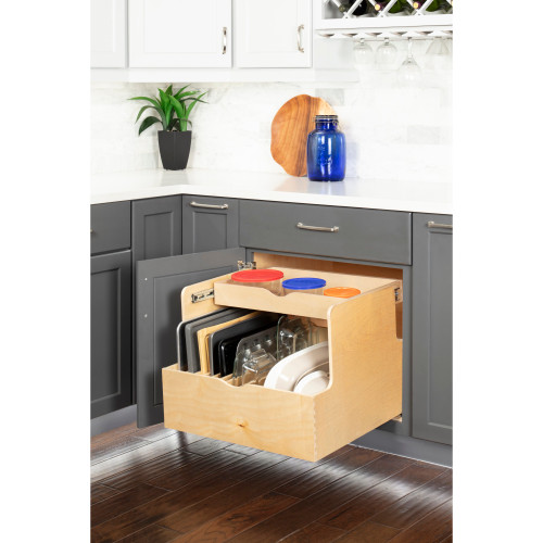 27" Wood Double Drawer Cookware Rollout | ROCWD27-WB | Hardware Resources