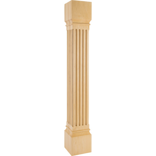 6" W x 6" D x 42" H Rubberwood Fluted Post | P27-6-42-RW | Hardware Resources