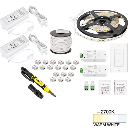 16 Ft.. 225 Lumens/Ft. 12-volt Standard Output Duo Wireless Controller Tape Light Kit, 2 Zone 2 Area, Single-White, Warm White 2700K | L-VK2Z2A-16-27 | Task Lighting