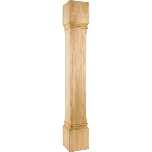 6" W x 6" D x 42" H Rubberwood Fluted Edge Post | P38-6-42-RW | Hardware Resources