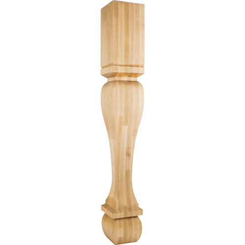 6" W x 6" D x 42" H White Birch Footed Square Post | P13-6-42-WB | Hardware Resources
