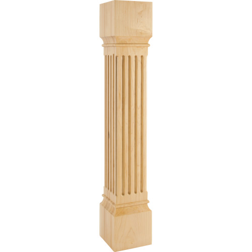 6" W x 6" D x 35-1/2" H Rubberwood Fluted Post | P27-6-RW | Hardware Resources