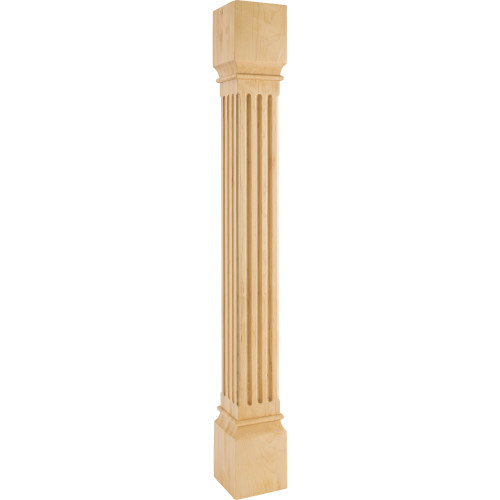 5" W x 5" D x 42" H White Birch Fluted Post | P27-5-42-WB | Hardware Resources