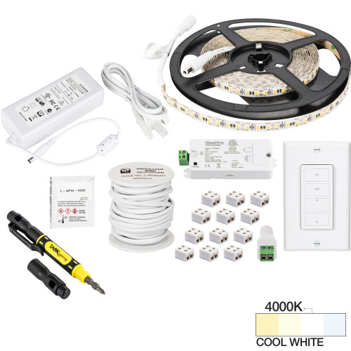 Task Lighting L-VURK-16-40 16 Ft. 225 Lumens Per Foot Vivid Uno Wireless Controller Retail Tape Light Kit, 1 Zone 1 Area, 4000K Cool White
