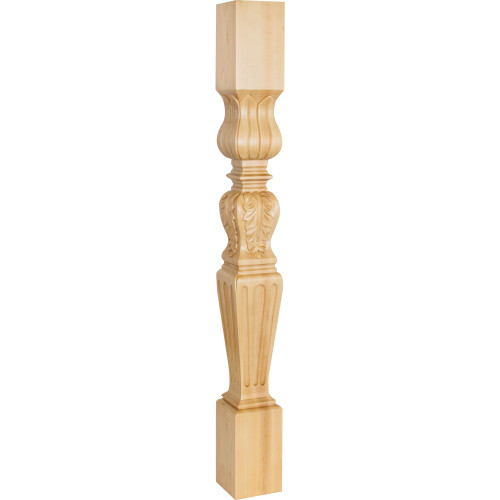 3-3/4" W x 3-3/4" D x 35-1/2" H Maple Fluted Acanthus Post | P28MP | Hardware Resources