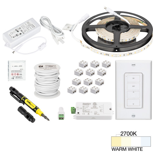 16 Ft., 120 Lumens/Ft. 12-volt Accent Output Uno Wireless Controller Tape Light Kit, 1 Zone 1 Area, Single-White, Warm White 2700K | L-RK1Z1A-16-27 | Task Lighting