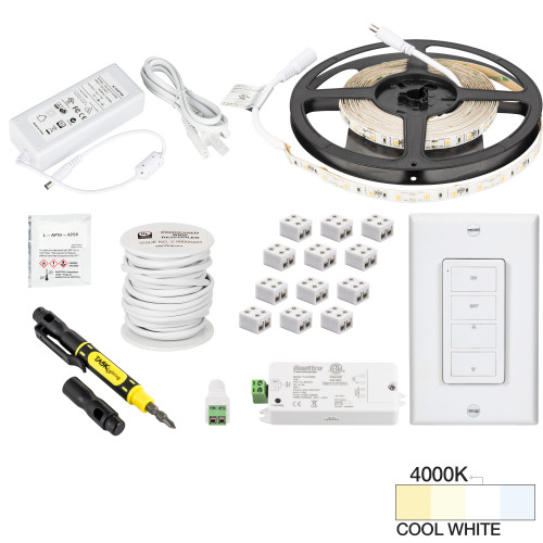 Task Lighting L-RK1Z1A-16-40 16 Ft., 120 Lumens/Ft. 12-volt Accent Output Uno Wireless Controller Tape Light Kit, 1 Zone 1 Area, Single-White, Cool White 4000K