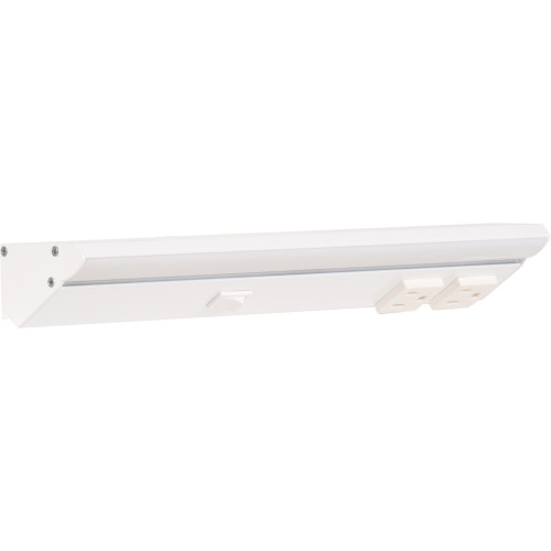 Task Lighting LP12QD4NDWWT40 12-1/2" 400 Lumen/Ft. High Output Direct Voltage (DV) Series Lighted Power Strip, Single-White, 400 Lumens/Fixture, White Finish, White Receptacles, Cool White 4000K