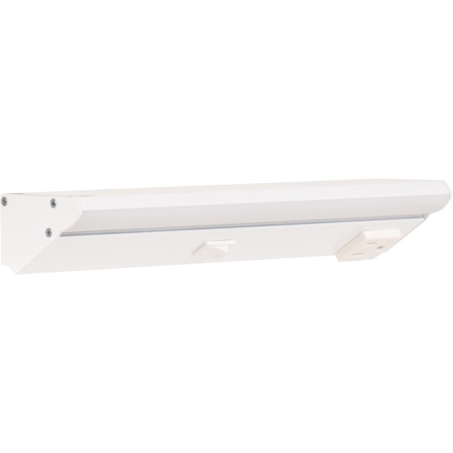 Task Lighting LP10QD2NDWWT30 10-1/2" 400 Lumens/Ft. High Output Direct Voltage (DV) Series Lighted Power Strip, Single-White, 300 Lumens/Fixture, White Finish, White Receptacles, Soft White 3000K