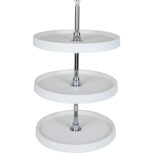 18" Round Three-Shelf Plastic Lazy Susan Set with Chrome Hubs | PLSMR318 | Hardware Resources