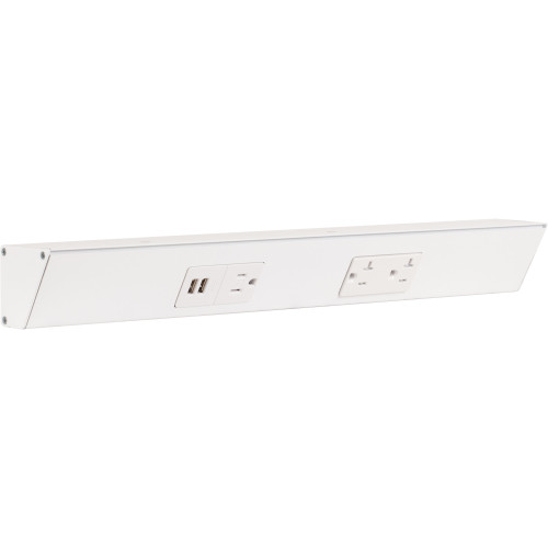 Task Lighting TRU18-2WD-P-WT 18" TR USB Series Angle Power Strip with USB, White Finish, White Receptacles