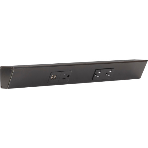 Task Lighting TRU18-2BD-P-BK 18" TR USB Series Angle Power Strip with USB, Black Finish, Black Receptacles