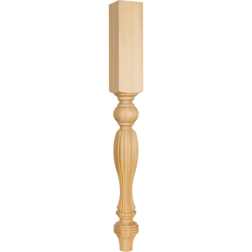3-3/4" W x 3-3/4" D x 35-1/2" H Alder Tapered Reeded Leg | P4ALD | Hardware Resources
