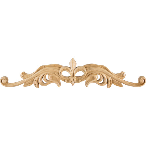 24" W x 7/8" D x 5-3/16" H Cherry Hand Carved Fleur-de-lis Onlay | ONL-08-24CH | Hardware Resources