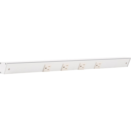 Task Lighting APT24-4W-P-WT 24" APT Series Slim Angle Power Strip, White Finish, White Receptacles