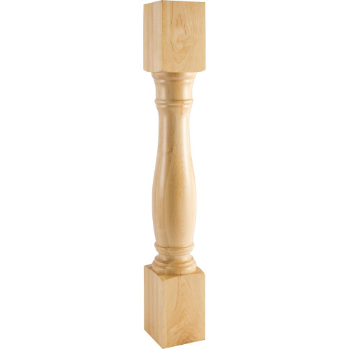 5" W x 5" D x 35-1/2" H Rubberwood Turned Post | P1-5-36RW | Hardware Resources