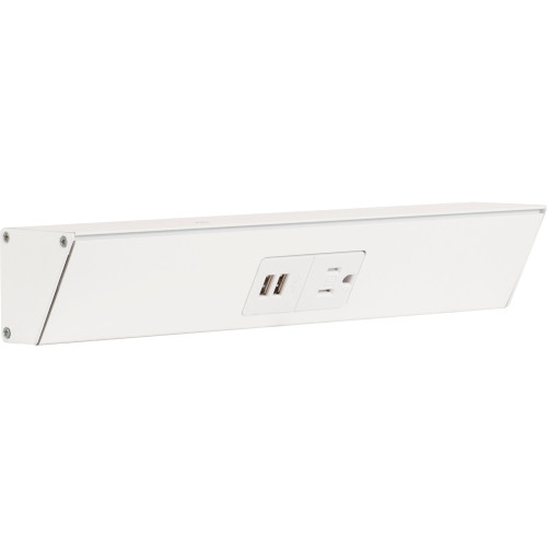 Task Lighting TRU12-1WD-P-WT 12" TR USB Series Angle Power Strip with USB, White Finish, White Receptacles