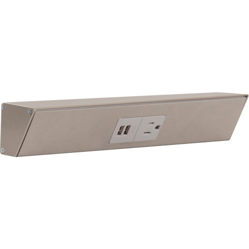 Task Lighting TRU12-1GD-P-SN 12" TR USB Series Angle Power Strip with USB, Satin Nickel Finish, Grey Receptacles
