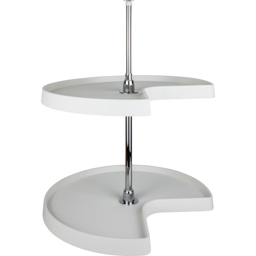 28" Kidney Two-Shelf Plastic Lazy Susan Set with Chrome Hubs | PLSMK28 | Hardware Resources