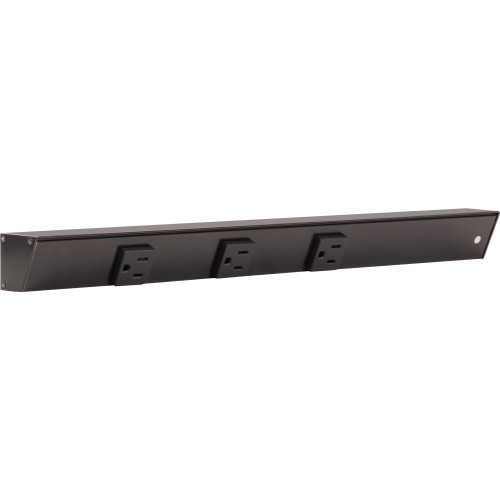 Task Lighting APT18-3B-P-BK-R 18" APT Series Slim Angle Power Strip, Right Entry, Black Finish, Black Receptacles