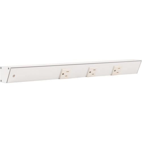 Task Lighting APT18-3W-P-WT-L 18" APT Series Slim Angle Power Strip, Left Entry, White Finish, White Receptacles