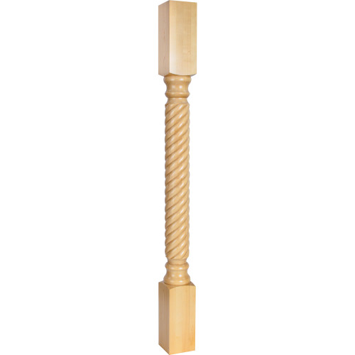 3-1/2" W x 3-1/2" D x 42" H Rubberwood Rope Post | P3-42RW | Hardware Resources
