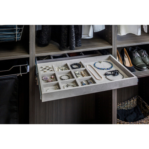 Grey Felt 10-Compartment Jewelry Organizer Drawer | JD1-24R-GR | Hardware Resources