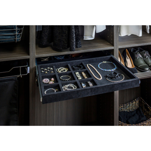Black Felt 10-Compartment Jewelry Organizer Drawer | JD1-24R-BL | Hardware Resources