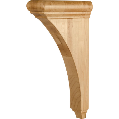 Hardware Resources COR39-3-RW 3" W x 8" D x 14" H Rubberwood Minimal Bullnose Cap Corbel