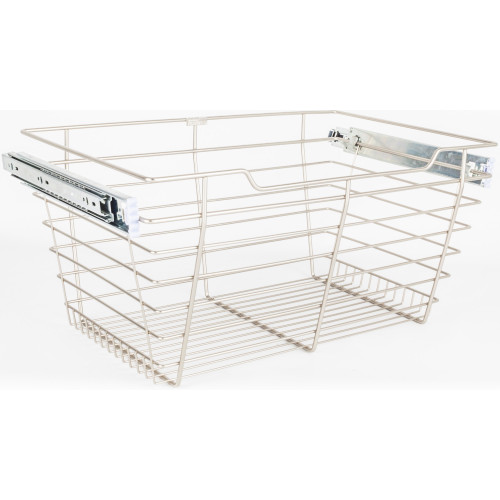 Hardware Resources POB1-142911SN Satin Nickel Closet Pullout Basket with Slides 14"D x 29"W x 11"H