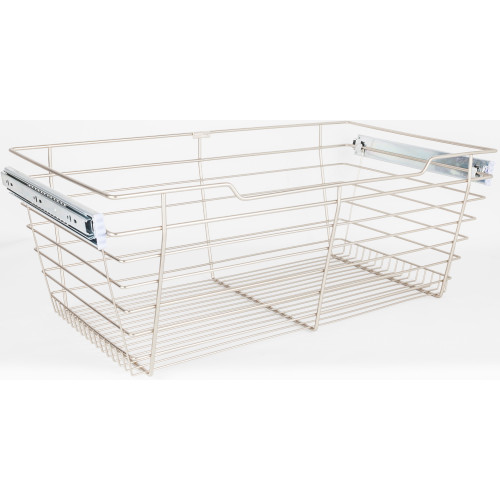 Hardware Resources POB1-162911SN Satin Nickel Closet Pullout Basket with Slides 16"D x 29"W x 11"H