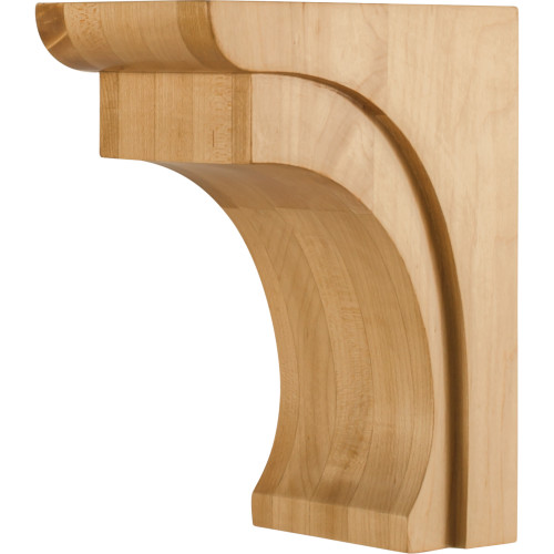 4" W x 6" D x 8" H Rubberwood Cove Corbel | COR36-1-RW | Hardware Resources