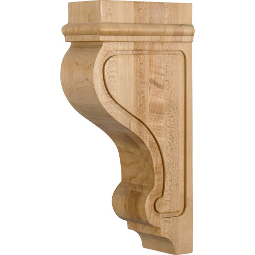 3" W x 5-3/4" D x 12" H Rubberwood Arts & Crafts Corbel | COR26-1RW | Hardware Resources