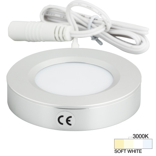 Task Lighting L-PS-FR-3BA-30 180 Lumens/Fixture 12-volt Standard Output Pearl Series Puck Light, Single-White, Brushed Aluminum, Soft White 3000K