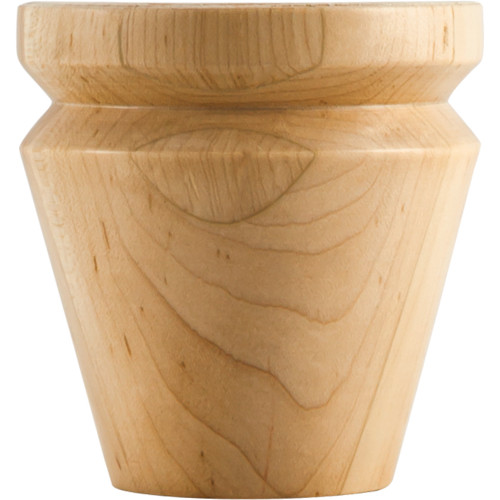 4" W x 4" D x 4" H Hard Maple Round Grooved Tapered Bun Foot | BF14-3-HMP | Hardware Resources